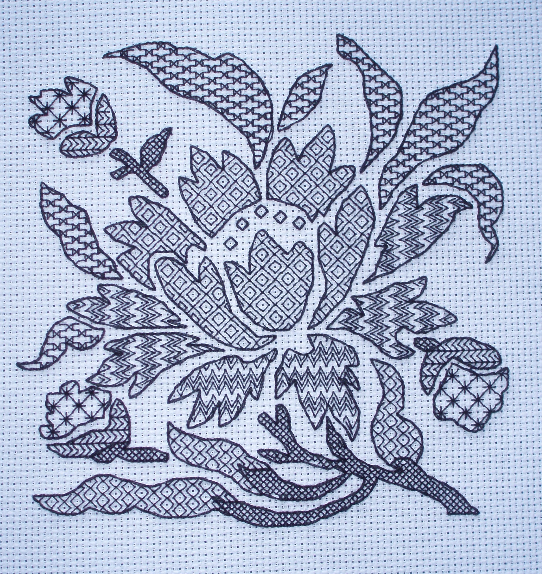 Blackwork Blackwork Stencil Flower Kit